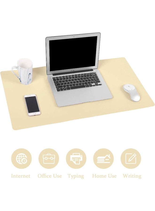 Towwi Dual-Sided Desk Pad 90×43cm Waterproof Leather Desk Mat – Large Mouse & Keyboard Pad, Reversible (Light Yellow / Rose Red) - Image 3