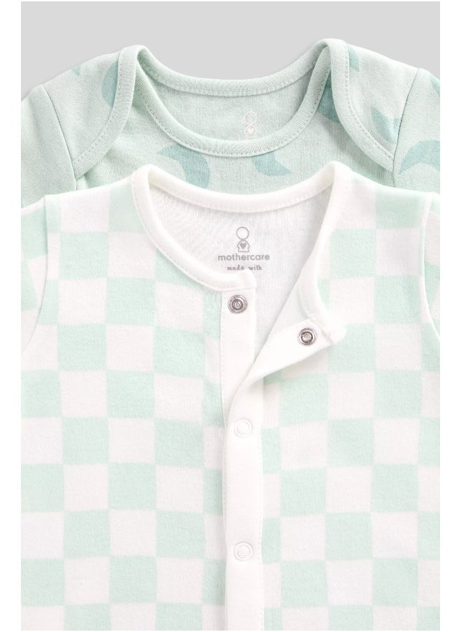 mothercare - Checked Rompers - 2 Pack - Image 1