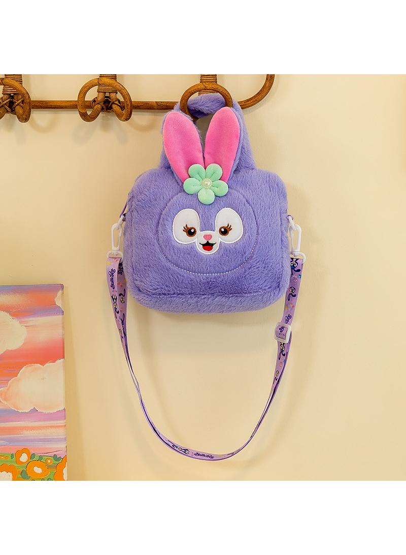 Cute Plush Makeup Bag handbag  Open Flat Travel Toiletry Accessories Organizer Cosmetic Pouch with Handle for Cosmetics Brushes Toiletry Jewelry 