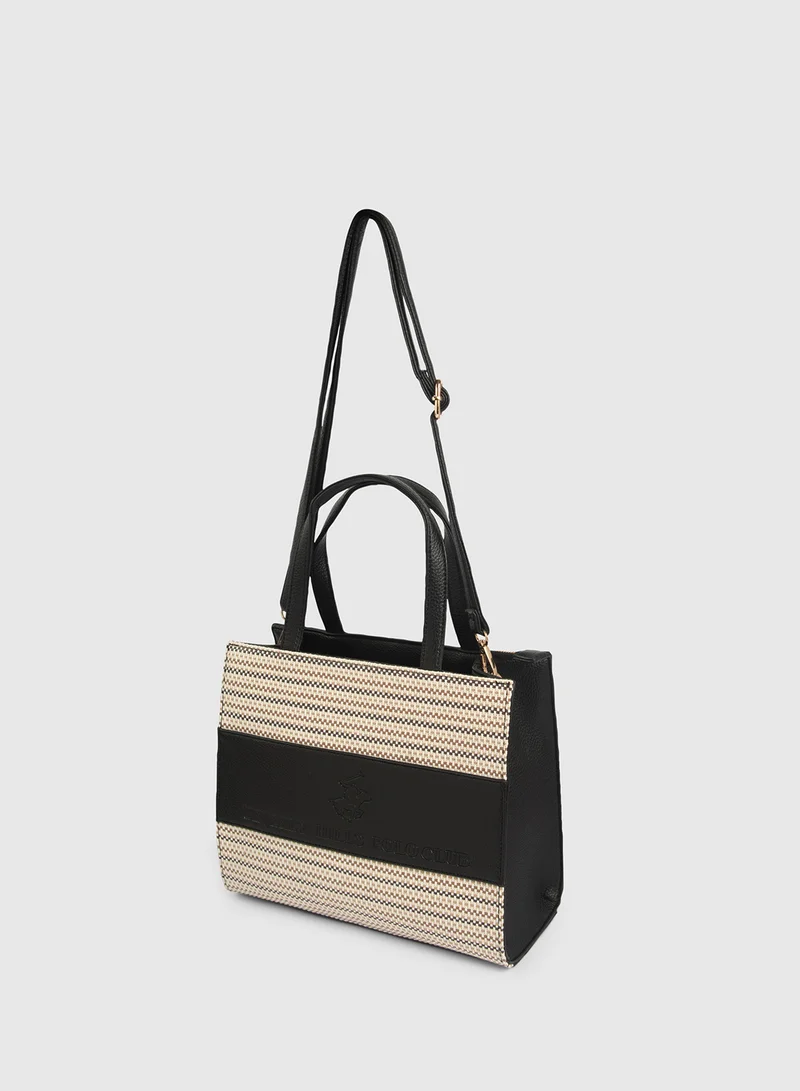 BEVERLY HILLS POLO CLUB Logo Patterned Tote Bag