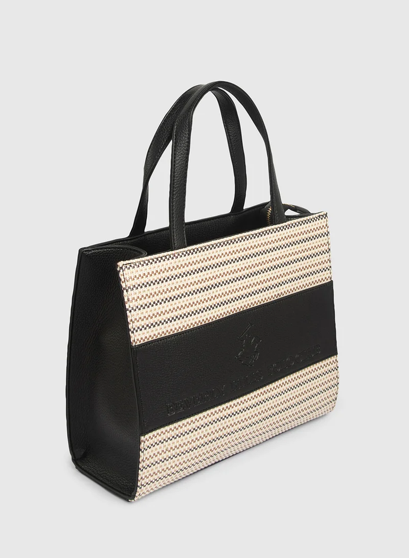 BEVERLY HILLS POLO CLUB Logo Patterned Tote Bag