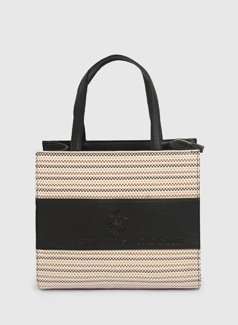 BEVERLY HILLS POLO CLUB Logo Patterned Tote Bag