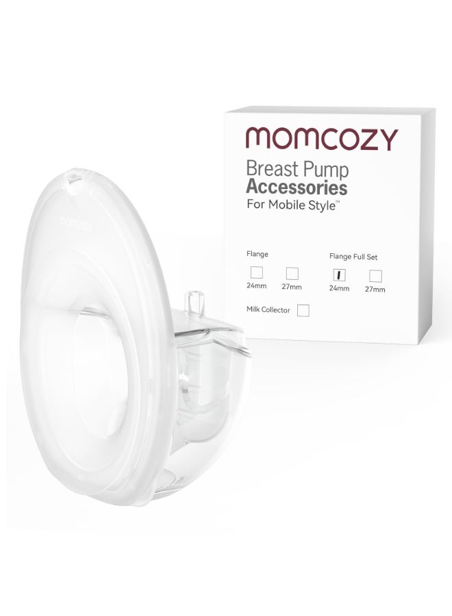 Momcozy مجموعة كاملة من أكواب جمع الحليب متوافقة فقط مع طراز مومكوزي المحمول | M6 غير متوافقة مع الآخرين. طراز مومكوزي الأصلي | M6 ملحقات مضخة الثدي البديلة مع فلانج DoubleFit. - Image 1
