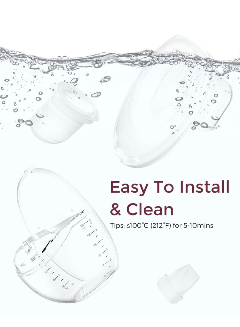 Momcozy مجموعة كاملة من أكواب جمع الحليب متوافقة فقط مع طراز مومكوزي المحمول | M6 غير متوافقة مع الآخرين. طراز مومكوزي الأصلي | M6 ملحقات مضخة الثدي البديلة مع فلانج DoubleFit. - Image 4