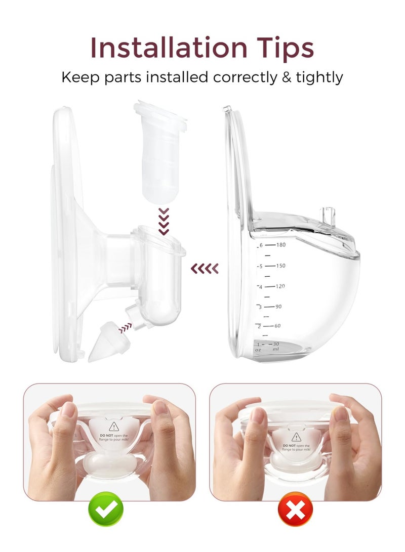 Momcozy مجموعة كاملة من أكواب جمع الحليب متوافقة فقط مع طراز مومكوزي المحمول | M6 غير متوافقة مع الآخرين. طراز مومكوزي الأصلي | M6 ملحقات مضخة الثدي البديلة مع فلانج DoubleFit. - Image 5