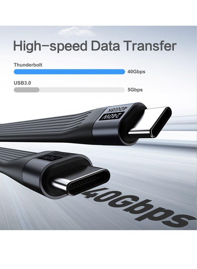 X-level Keychain USB C Cable 4.0, Short 240W PD Fast Charging Cord, 40Gbps Data Transfer, 8K 60Hz Video Display, Thunderbolt 4 for MacBook Android Auto External SSD Type C Devices (Black 1 Pack） - Image 4