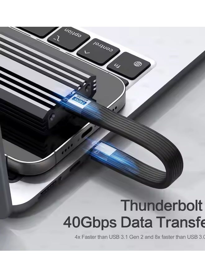 X-level Keychain USB C Cable 4.0, Short 240W PD Fast Charging Cord, 40Gbps Data Transfer, 8K 60Hz Video Display, Thunderbolt 4 for MacBook Android Auto External SSD Type C Devices (Black 1 Pack） - Image 5