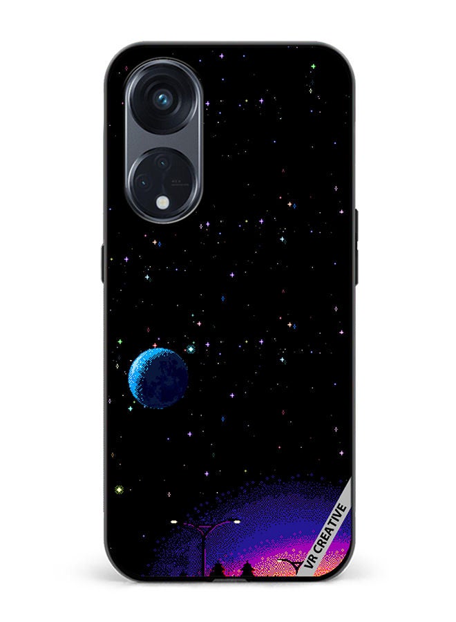 VR CREATIVE Protective Case Cover For Oppo Reno8 T 5G 8-Bit Pixel Galaxy Design Multicolour - Image 1