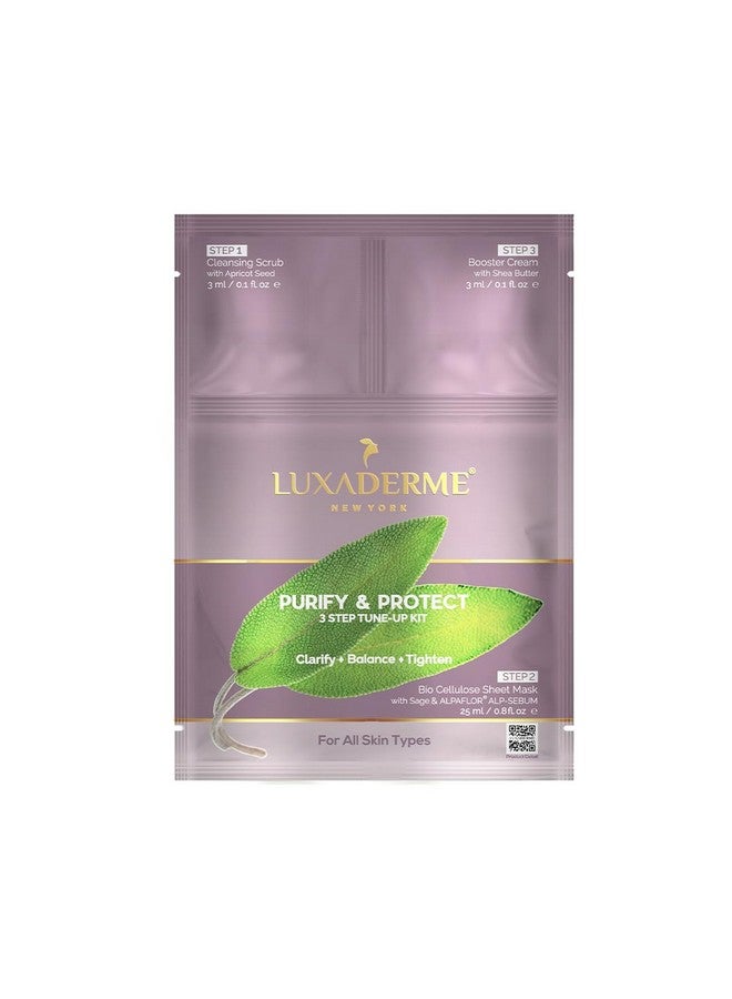 LuxaDerme 3 Step Facial Kit | Purify & Protect | For Oil & Acne Prone Skin | Get Clear And Glowing Skin | Korean Facial Kit (Pack Of 1)  - Image 1