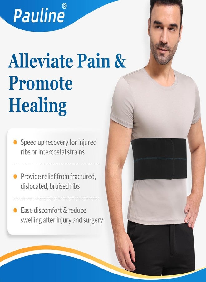 Pauline Broken Rib Brace for Men - Compression Chest Binder for Cracked Ribs Support & Chest Pain Relief - Rib Belt for Bruised Rib Cage (Black, Fits 30”-45”) - Image 3
