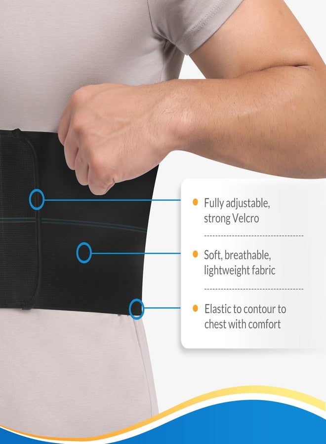 Pauline Broken Rib Brace for Men - Compression Chest Binder for Cracked Ribs Support & Chest Pain Relief - Rib Belt for Bruised Rib Cage (Black, Fits 30”-45”) - Image 5
