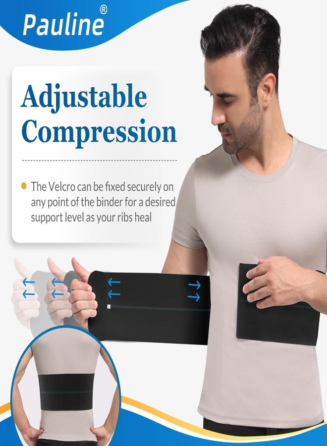 Pauline Broken Rib Brace for Men - Compression Chest Binder for Cracked Ribs Support & Chest Pain Relief - Rib Belt for Bruised Rib Cage (Black, Fits 30”-45”) - Image 4