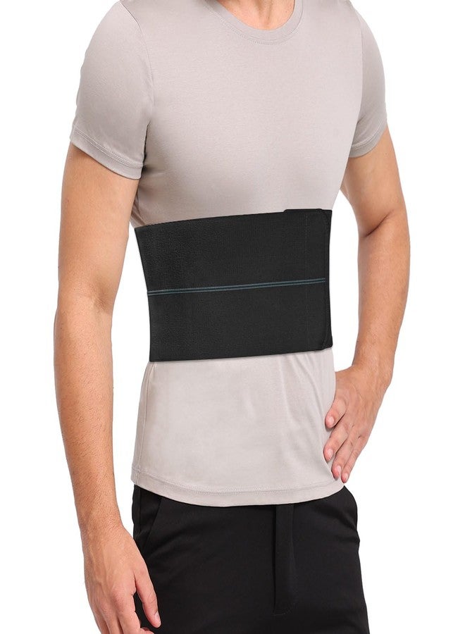 Pauline Broken Rib Brace for Men - Compression Chest Binder for Cracked Ribs Support & Chest Pain Relief - Rib Belt for Bruised Rib Cage (Black, Fits 30”-45”) - Image 1