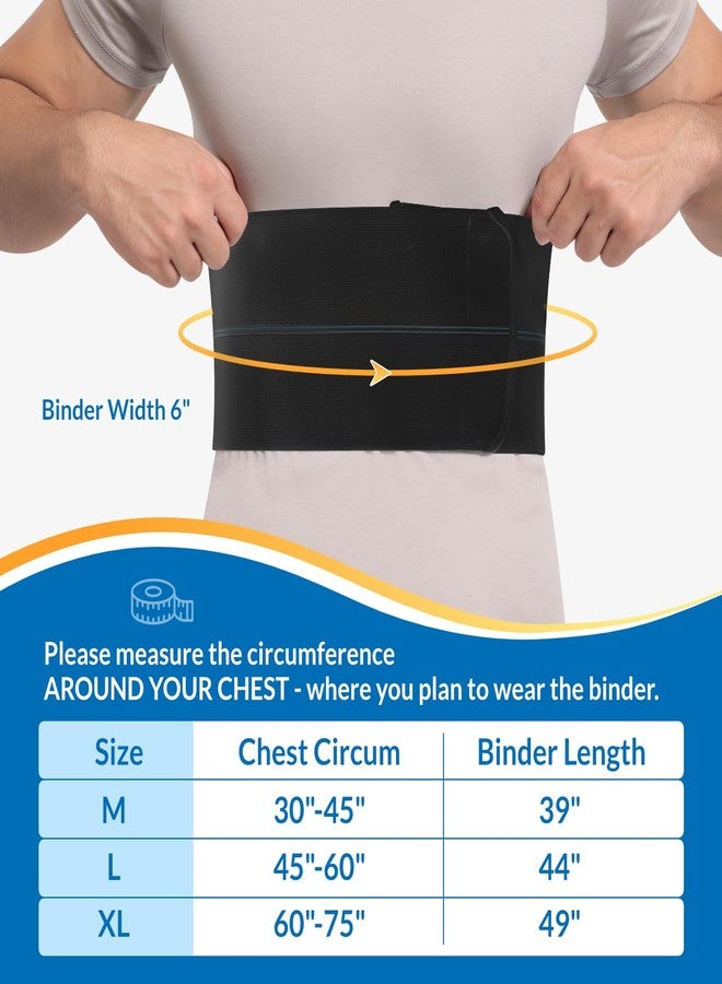 Pauline Broken Rib Brace for Men - Compression Chest Binder for Cracked Ribs Support & Chest Pain Relief - Rib Belt for Bruised Rib Cage (Black, Fits 30”-45”) - Image 2
