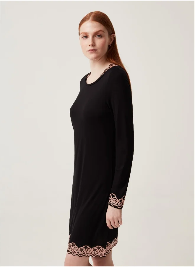 او في اس Ovs Viscose Nightdress With Lace