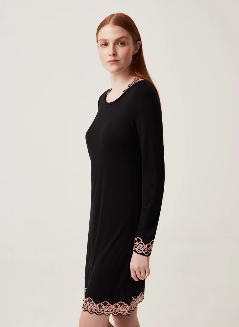 او في اس Ovs Viscose Nightdress With Lace