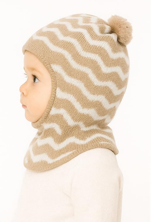 MIKONIKO Woolen Monkey Beanie Cap for Babies – Soft & Warm Winter Cap for Baby Boys & Girls Beige (1-2 Years) - Image 4