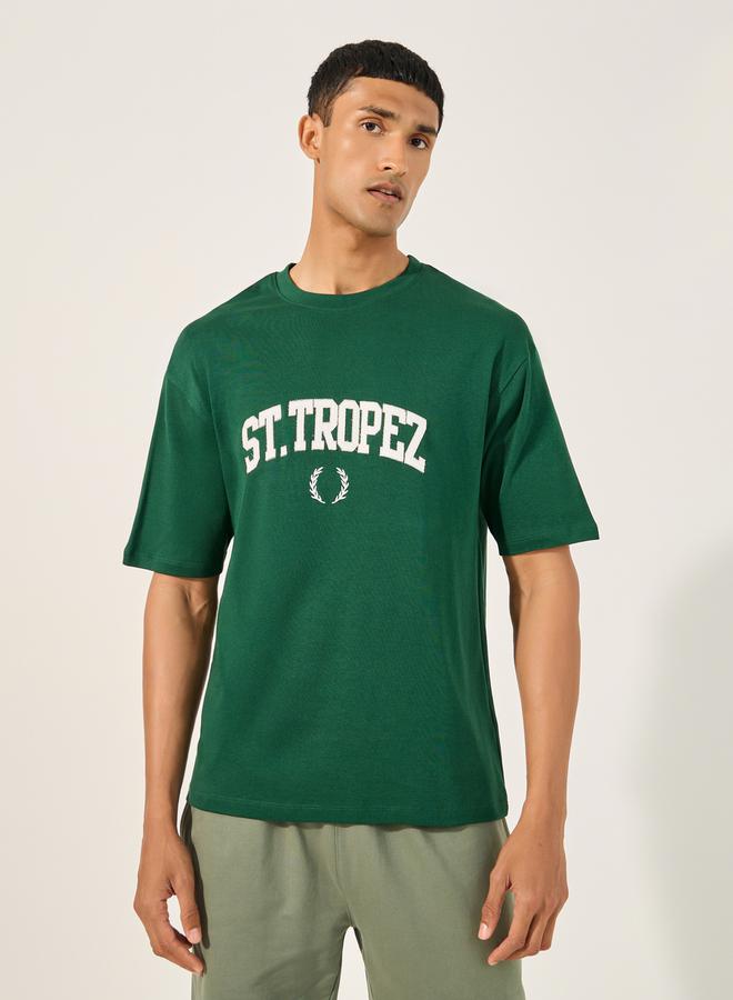 Styli Slogan Embroidered Crew Neck T-Shirt  - Image 1