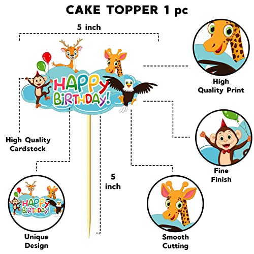 Festiko® 32 Pcs Jungle Theme Banner, Cake & Cupcake Toppers, Swirls with Cutouts, Jungle Theme 3rd Birthday Supplies, Jungle Theme I Am Three Combo Decoration, Jungle Safari Theme Decorations - Image 5