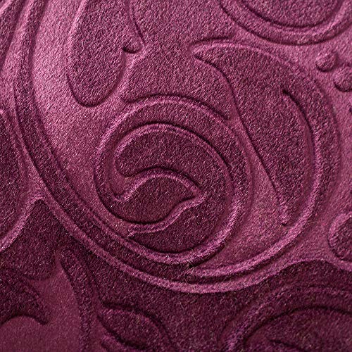 TangDepot Heavy Velvet Embossing Throw Pillow Cover, Classis Floral Anaglyph Velvet Fabric, Lumbar Pillow Cover, Indoor/Outdoor Pillowcase - (12" x 18", C14 Deep Purple) - Image 2