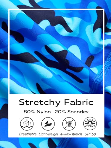 DEVOROPA Boys' Swim Jammers Youth Competitive Swim Team Suit Quick Dry Athletic Swimming Shorts UPF 50+ Wave Pattern M - Image 5