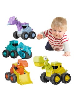 XiuWoo Dinosaur Toys Construction Toys, Pull Back Cars Baby Toys, Press And Go Toy Car, Friction Powered Truck Toy for 1 Year Old Boys  - Image 1