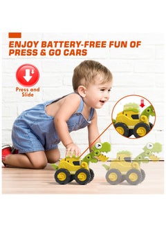 XiuWoo Dinosaur Toys Construction Toys, Pull Back Cars Baby Toys, Press And Go Toy Car, Friction Powered Truck Toy for 1 Year Old Boys  - Image 2