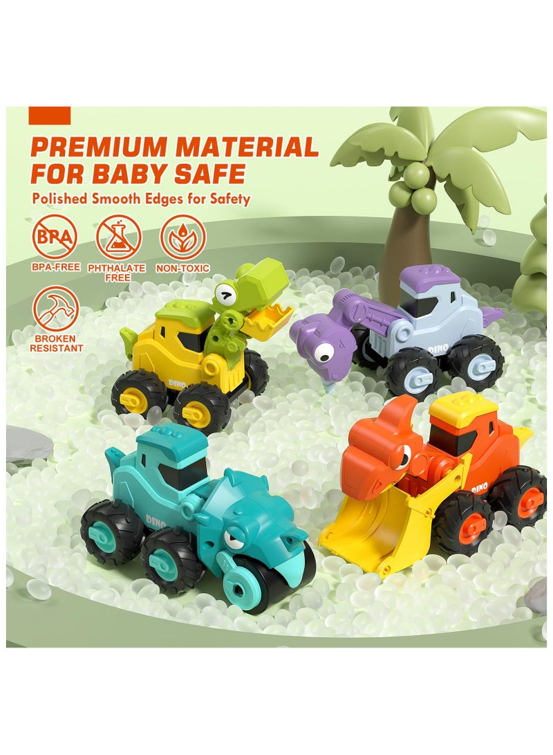 XiuWoo Dinosaur Toys Construction Toys, Pull Back Cars Baby Toys, Press And Go Toy Car, Friction Powered Truck Toy for 1 Year Old Boys  - Image 4