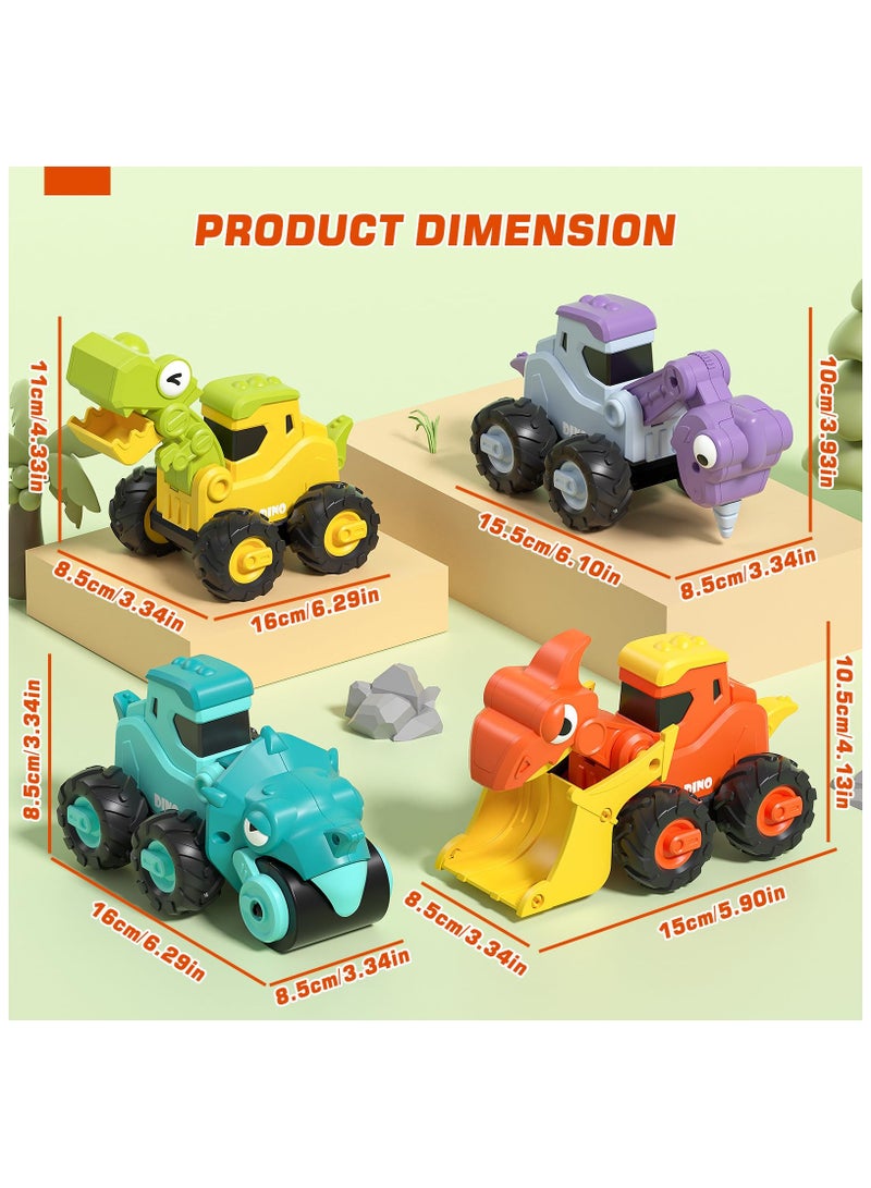 XiuWoo Dinosaur Toys Construction Toys, Pull Back Cars Baby Toys, Press And Go Toy Car, Friction Powered Truck Toy for 1 Year Old Boys  - Image 5