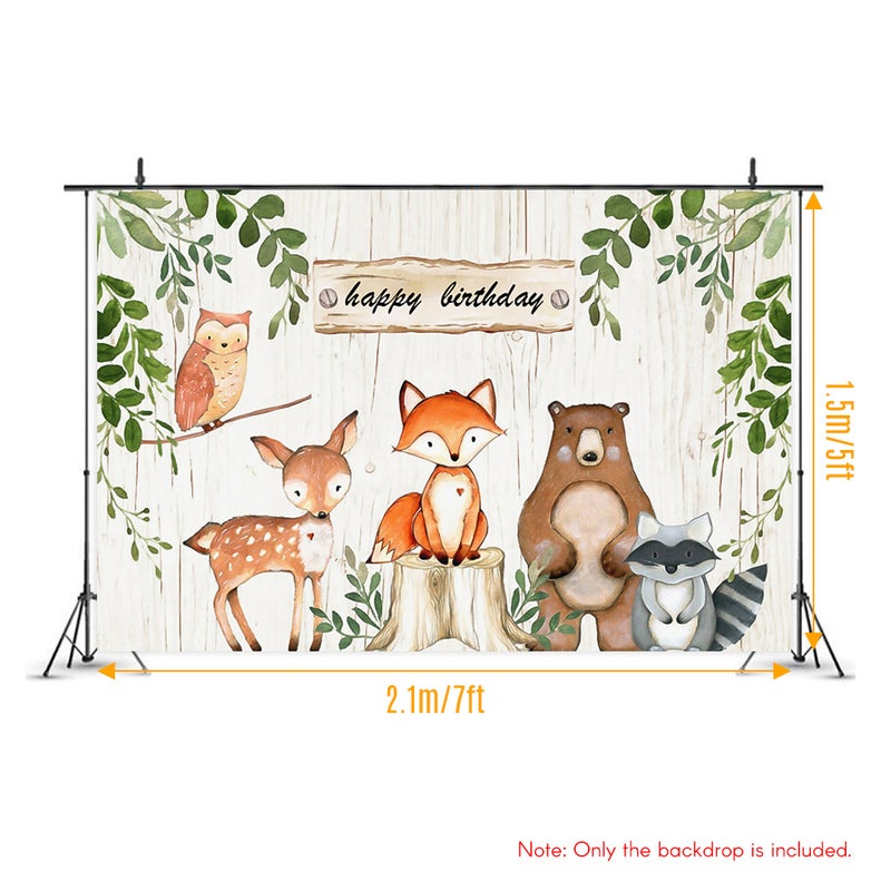 خلفية للتصوير الفوتوغرافي من القماش بطبعة حيوانات وعبارة Happy Birthday متعدد الألوان - Image 4