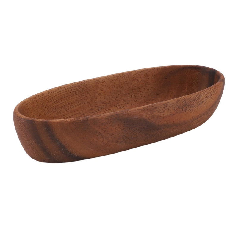 Wooden Salad Bowl Small Size Large Capacity Boat Shaped Serving Bowl for Food Fruits Snack - Image 5