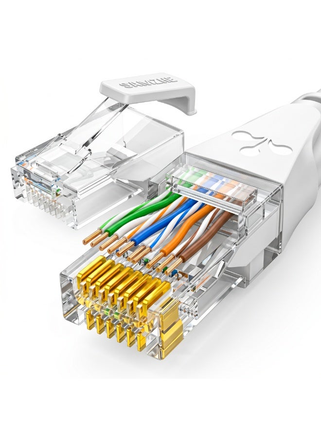 كابل إيثرنت 6 جيجابت، كابل لاسلكي عالي السرعة من نوع RJ45 مع موصلات مطلية بالذهب، توصيل مستقر للألعاب والاستخدام المنزلي والمهني، أبيض - Image 4
