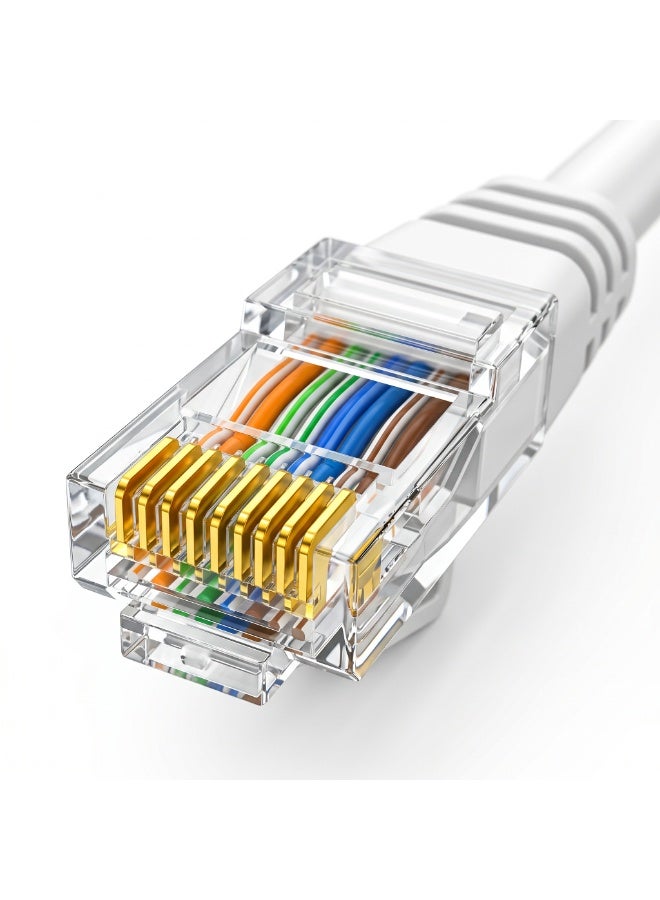 كابل إيثرنت 6 جيجابت، كابل لاسلكي عالي السرعة من نوع RJ45 مع موصلات مطلية بالذهب، توصيل مستقر للألعاب والاستخدام المنزلي والمهني، أبيض - Image 3