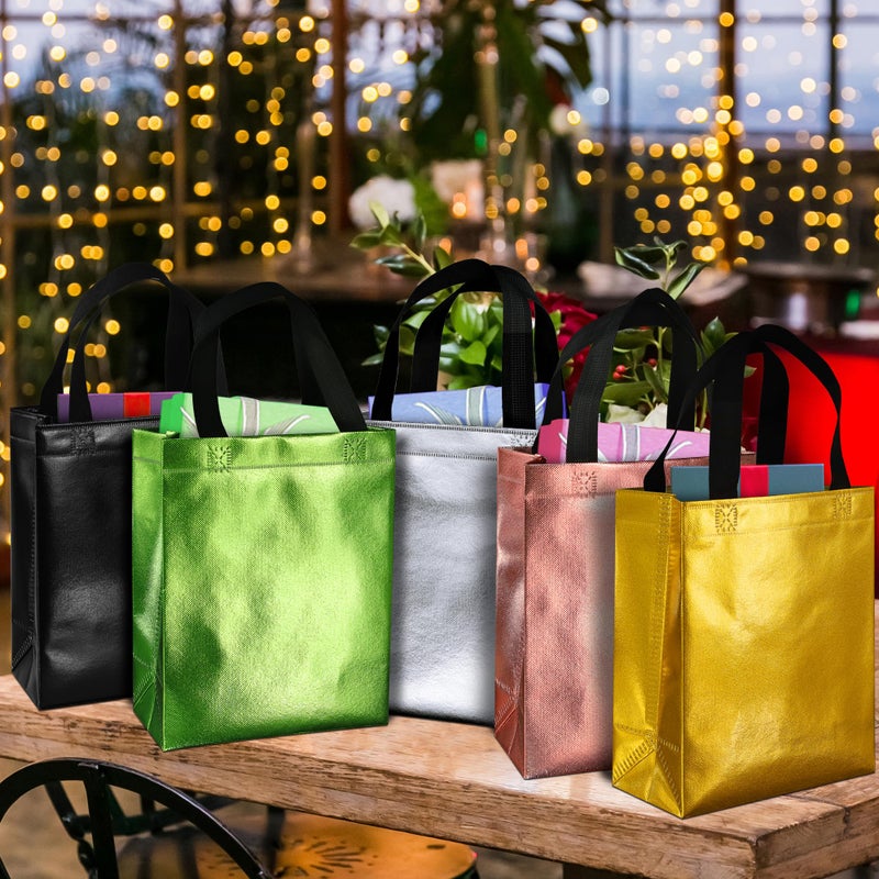 BLEWINDZ 100Pcs Medium Gift Bag Bulk â€“ 10.2" Reusable Gift Bag with Handles - Ideal as Party Favor Bags, Shopping Bags (10 Colors) - Image 3