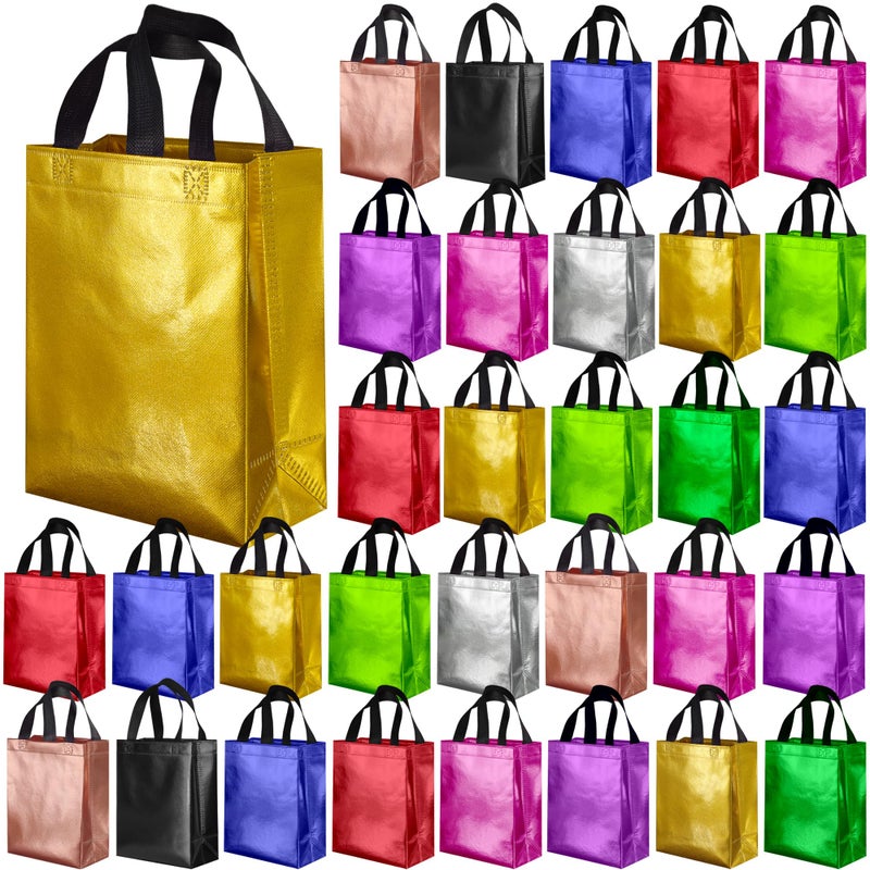 BLEWINDZ 100Pcs Medium Gift Bag Bulk â€“ 10.2" Reusable Gift Bag with Handles - Ideal as Party Favor Bags, Shopping Bags (10 Colors) - Image 1