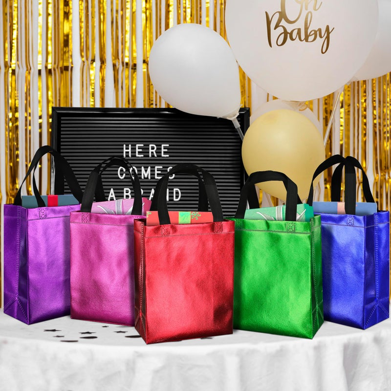 BLEWINDZ 100Pcs Medium Gift Bag Bulk â€“ 10.2" Reusable Gift Bag with Handles - Ideal as Party Favor Bags, Shopping Bags (10 Colors) - Image 4