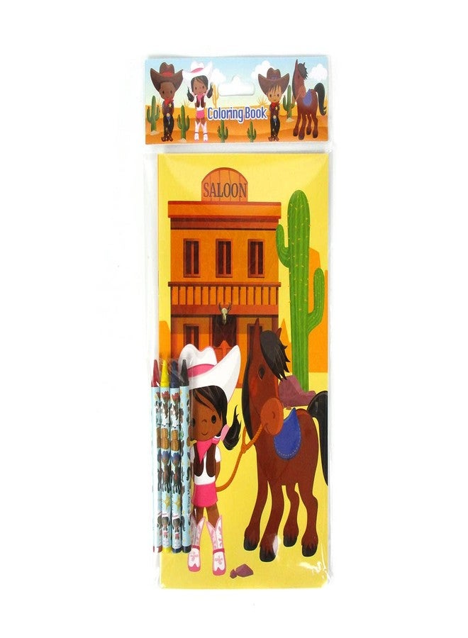 TINYMILLS Western Black Cowboys and Cowgirls Coloring Books for Kids with 12 Coloring Books and 48 Crayons Western Party Favors, Goody Bag Filler - Image 4