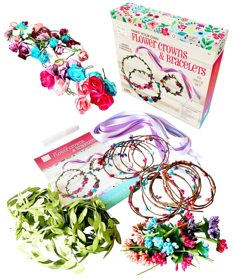 Hapinest Make Your Own Flower Crown Kit & Bracelet Craft Kit for Girls Ages 6 Years and Up - Image 4