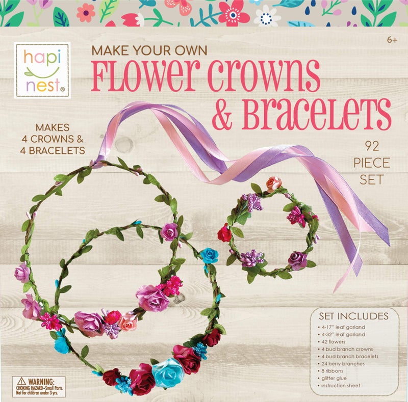 Hapinest Make Your Own Flower Crown Kit & Bracelet Craft Kit for Girls Ages 6 Years and Up - Image 1