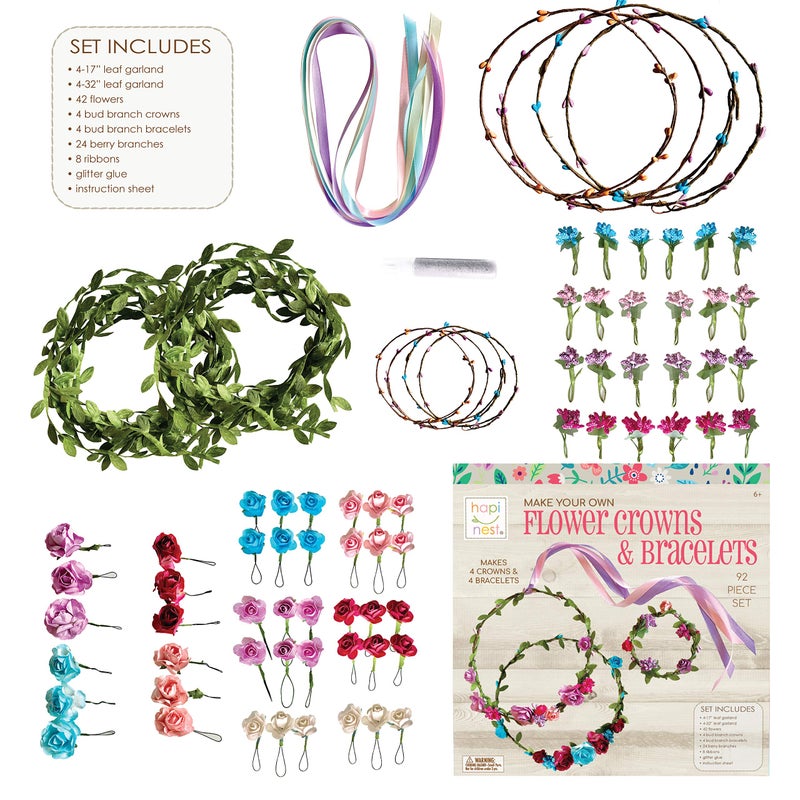 Hapinest Make Your Own Flower Crown Kit & Bracelet Craft Kit for Girls Ages 6 Years and Up - Image 3
