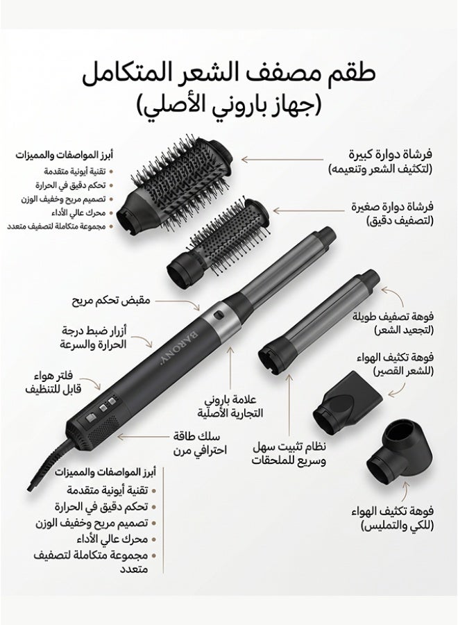 باروني مصفف ومجفف الشعر متعدد الاستخدام – تجفيف وتصفيف احترافي لجميع أنواع الشعر - Image 3