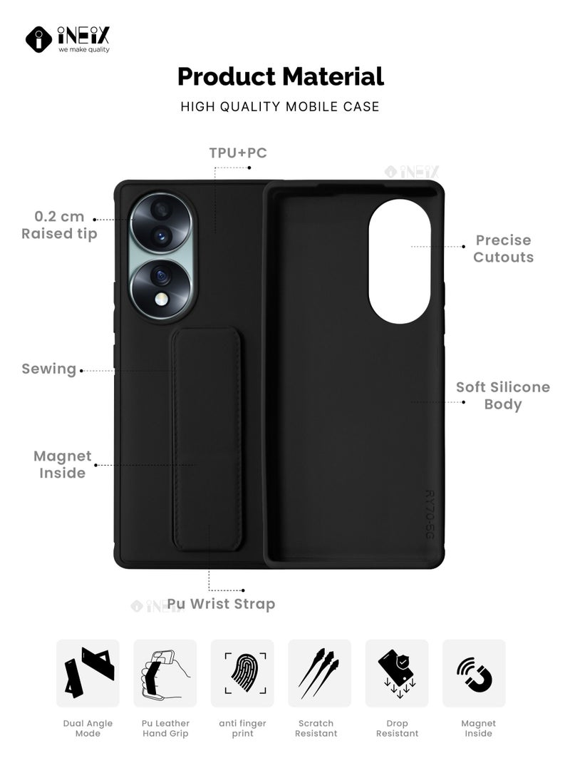 إينيكس جراب حماية 3 في 1 مغناطيسي ذو مسند للهاتف وسوار لأصابع اليد لهاتف هونر‎‎70‎‎ - اسود - Image 2