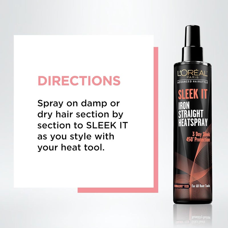 L’Oréal Paris Advanced Hairstyle Sleek It Iron Straight Heat Spray, 5.7 Ounce - Image 3