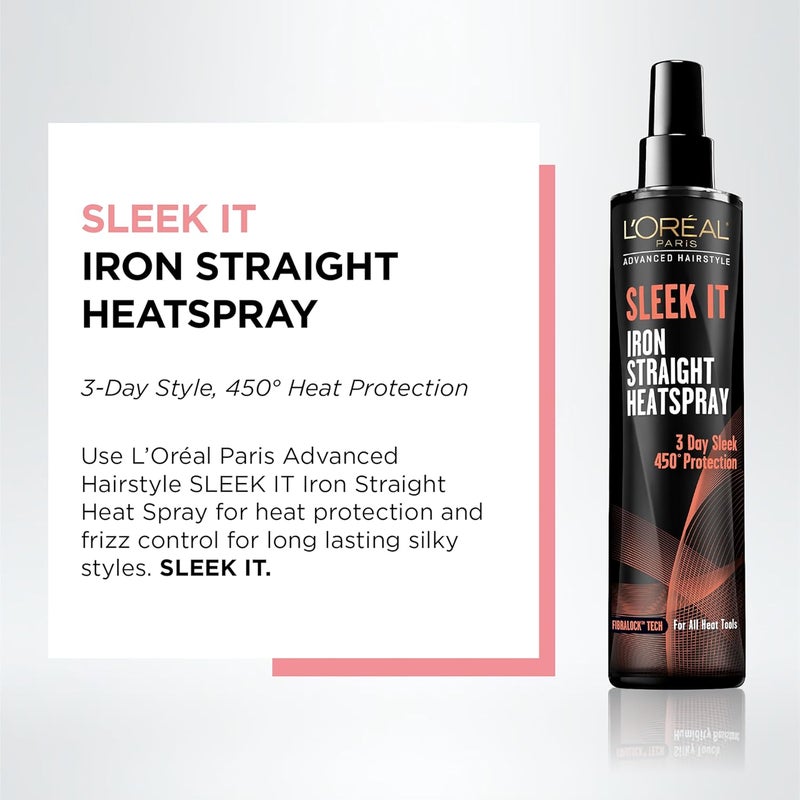 L’Oréal Paris Advanced Hairstyle Sleek It Iron Straight Heat Spray, 5.7 Ounce - Image 1