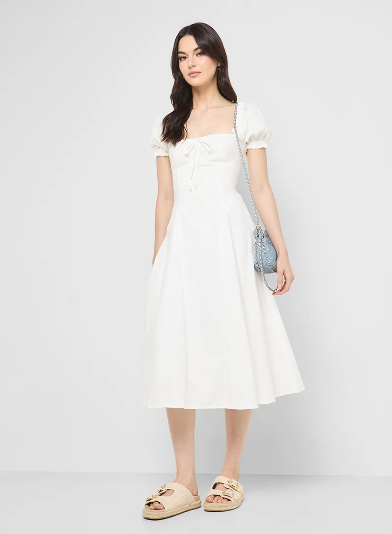 Ginger Puff Sleeve Corset Bodice A Line Dress