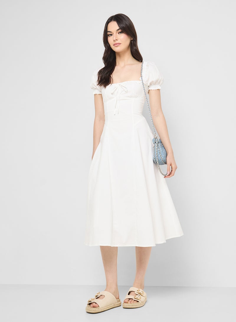 Ginger Puff Sleeve Corset Bodice A Line Dress - Image 1