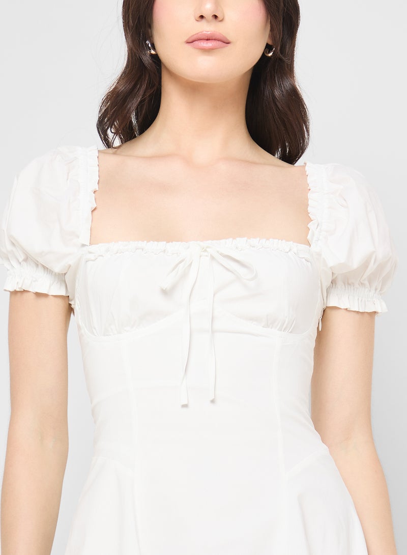 Ginger Puff Sleeve Corset Bodice A Line Dress - Image 3