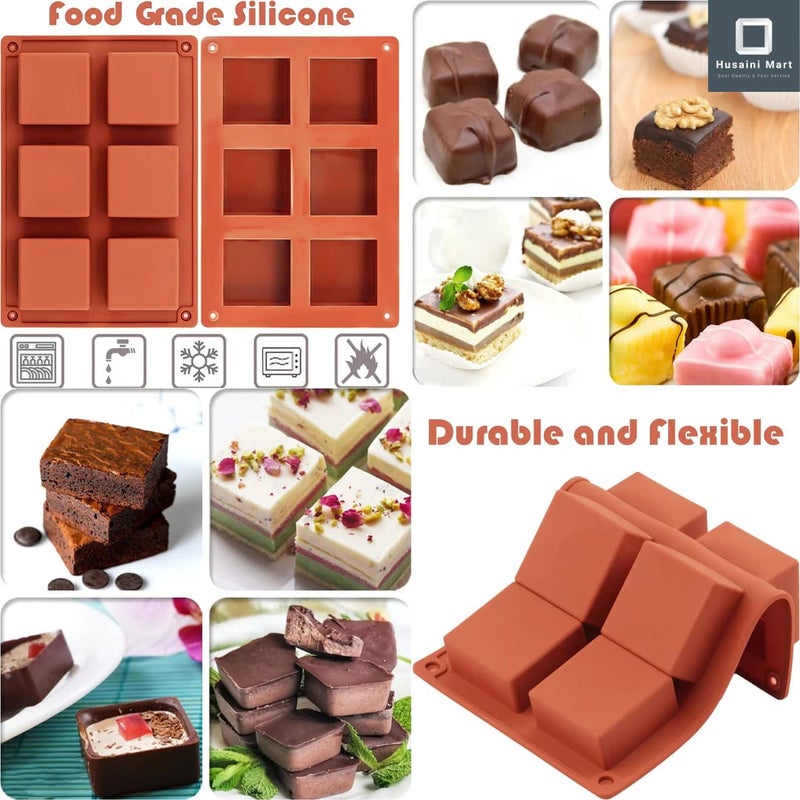 Husaini Mart HUSAINI MART 1 Pack Square Baking Silicone Mold for Cake Teacake Chocolate Desserts Cheesecake Cornbread Brownie Blancmange Pudding Soap Candle Making Resin Epoxy Casting Wax Crafting Projects  - Image 3