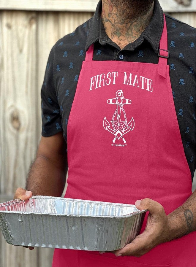 ذيس وير مريلة ThisWear First Mate البحرية المرحة، هدية مثالية للشواء والطبخ، مريلة بجيبين للإبحار أو صيد الأسماك، مصنوعة من الهيليكونيا - Image 4