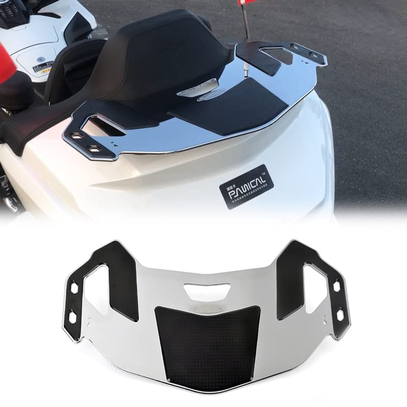 PANICAL Chrome Tour Trunk Rear Luggage Rack Storage Rack Shelf for Honda Goldwing GL1800 Motorcycle 20212025 Aluminum Alloy Rubber Pads Accessories